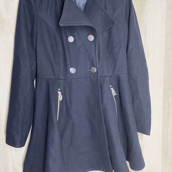 Liz Claiborne navy wool‎ double breasted coat, size large - Picture 10 of 15